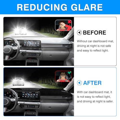 Autorder Dashboard Cover Mat for Hyundai Kona 2024 2025 2026 Accessories Dash Cover Upgrade Velvet Dash Mat Sunshade Glare UV Rays Protector - Image 4
