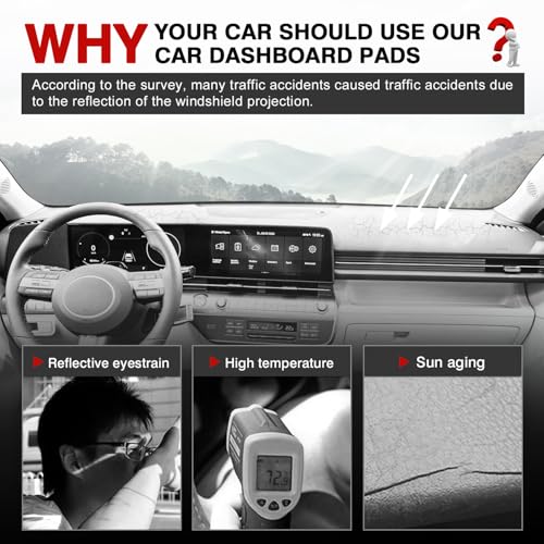 Autorder Dashboard Cover Mat for Hyundai Kona 2024 2025 2026 Accessories Dash Cover Upgrade Velvet Dash Mat Sunshade Glare UV Rays Protector - Image 2