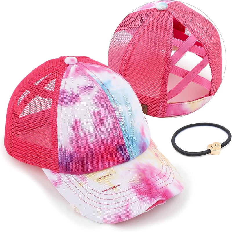 Cc Ponycap Messy High Bun Ponytail Adjustable Glitter Mesh Trucker Baseball Cap - Image 1