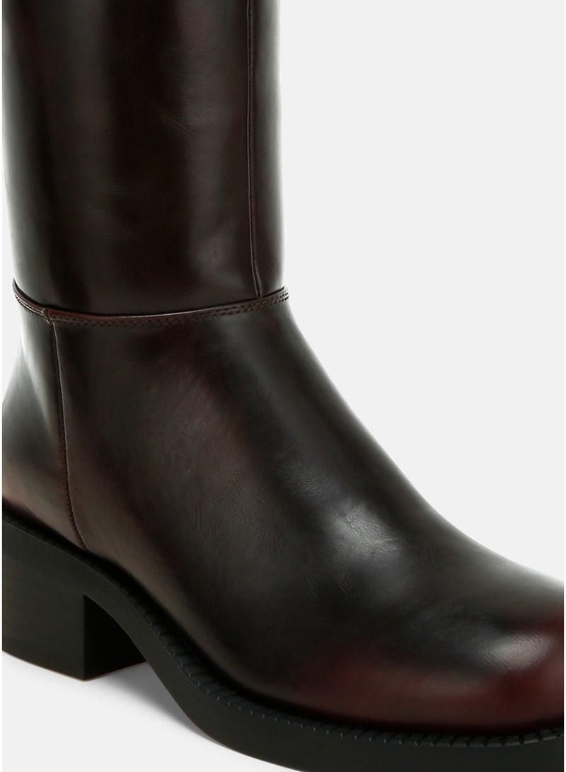 London Rag Women's Block Heel Calf Boots in Brown - Image 4