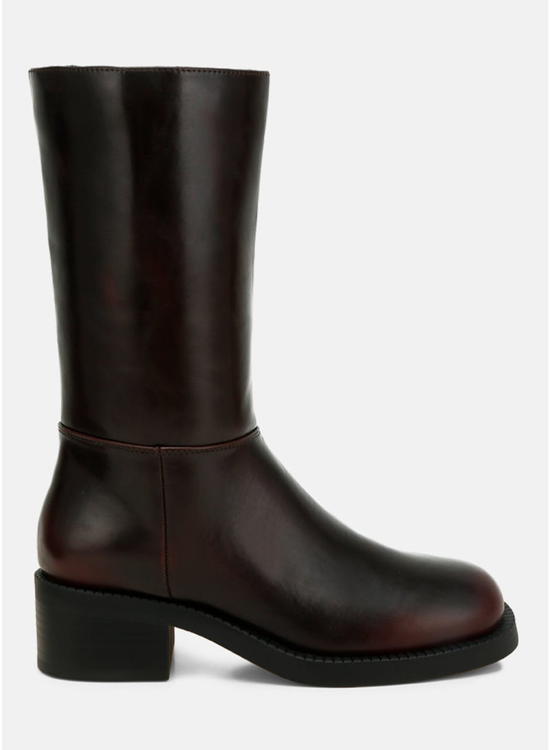 London Rag Women's Block Heel Calf Boots in Brown - Image 1