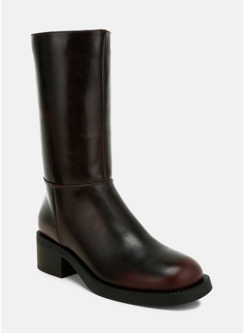 London Rag Women's Block Heel Calf Boots in Brown - Image 2