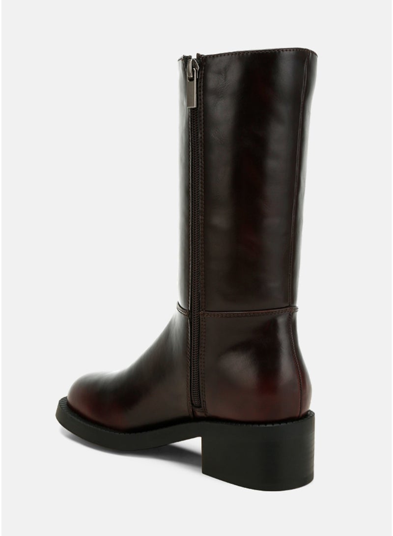 London Rag Women's Block Heel Calf Boots in Brown - Image 3