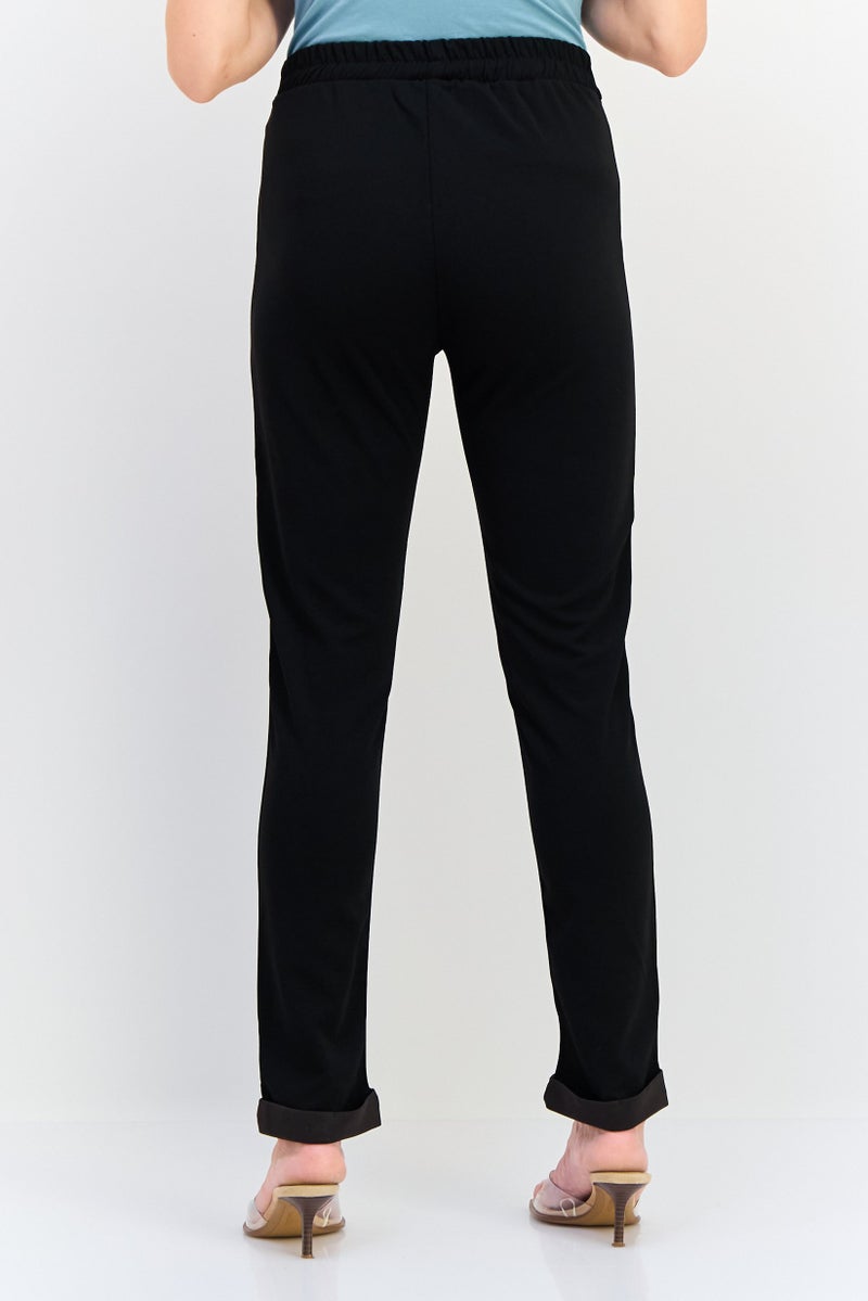 KOTON Women Regular Fit Plain Belted Skinny Leg Pants, Black - Image 2