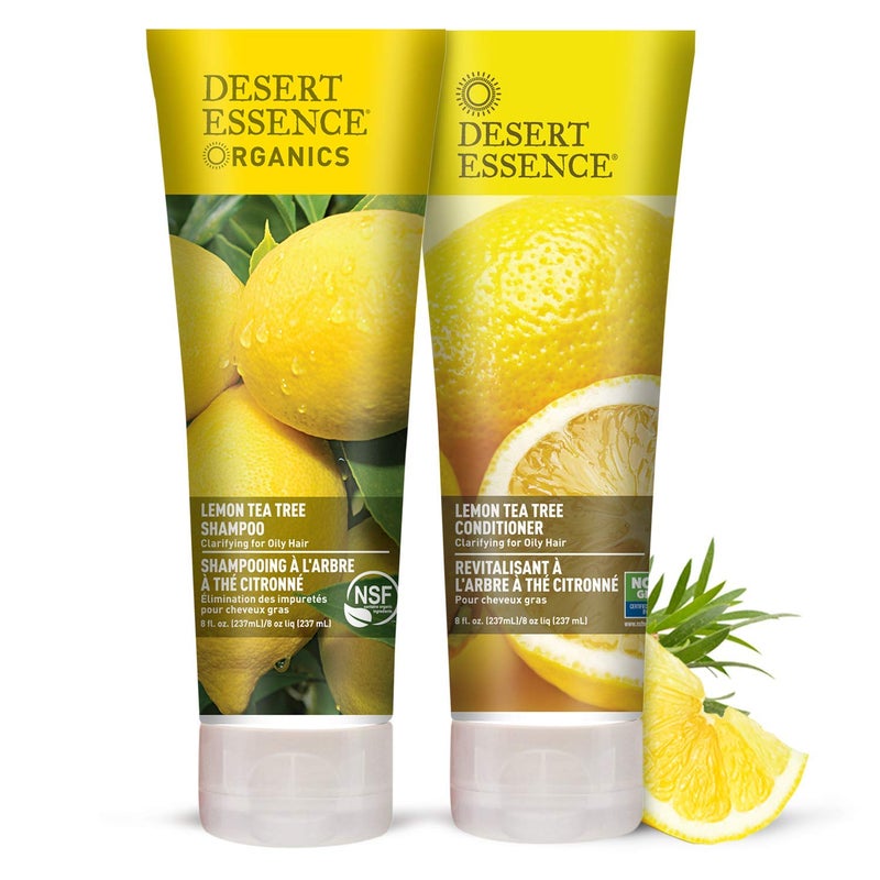 Desert Essence Lemon Tea Tree Shampoo & Conditioner Bundle - 8 Fl Ounce - Clarifying For Oily Hair - Essential Oils - Strengthen & Protect Hair - Effective Cleansing - Image 1