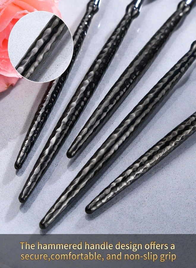 Lemeya 20-Piece Hammered Black Silverware Set,18/10 Stainless Steel Forging Heavy Duty Cutlery Set for 4, Luxury Unique Flatware Set,Spoons and Forks Set,Mirror Polished,Dishwasher Safe - Image 5