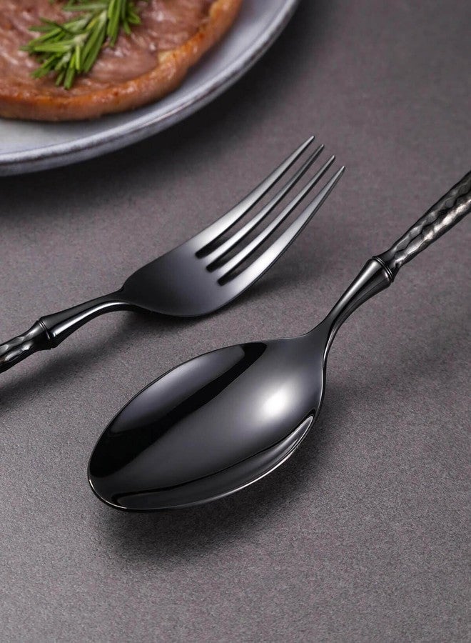 Lemeya 20-Piece Hammered Black Silverware Set,18/10 Stainless Steel Forging Heavy Duty Cutlery Set for 4, Luxury Unique Flatware Set,Spoons and Forks Set,Mirror Polished,Dishwasher Safe - Image 4