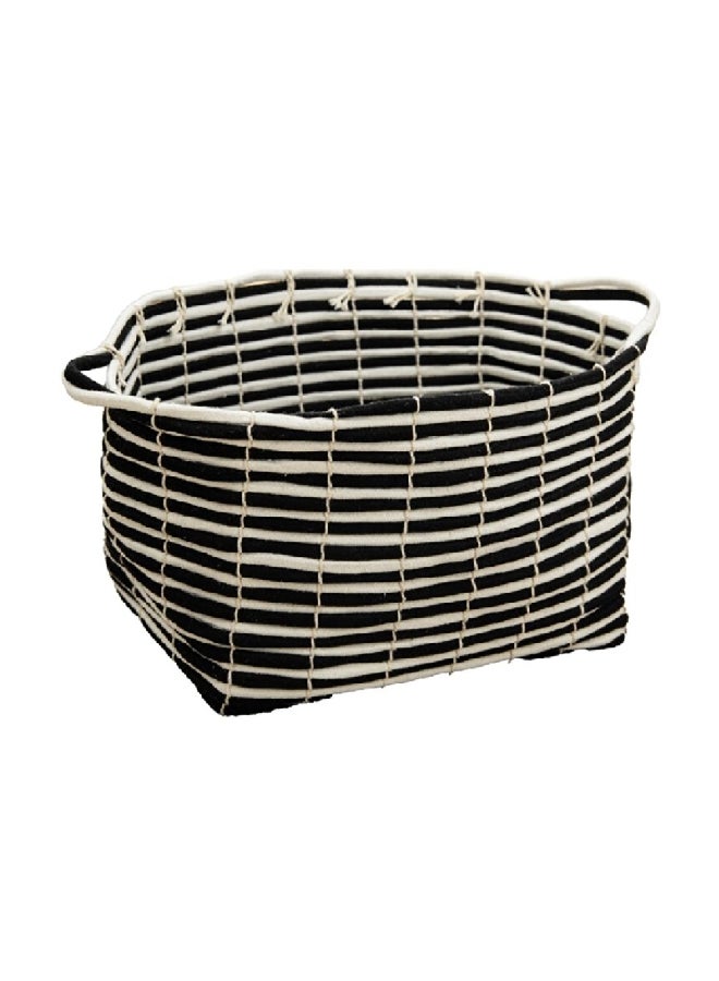 HONEYBEE Open Top Cotton Laundry Hamper with Handle White and Black 28 x 29 x 39 cm SSB0337A-A - Image 1