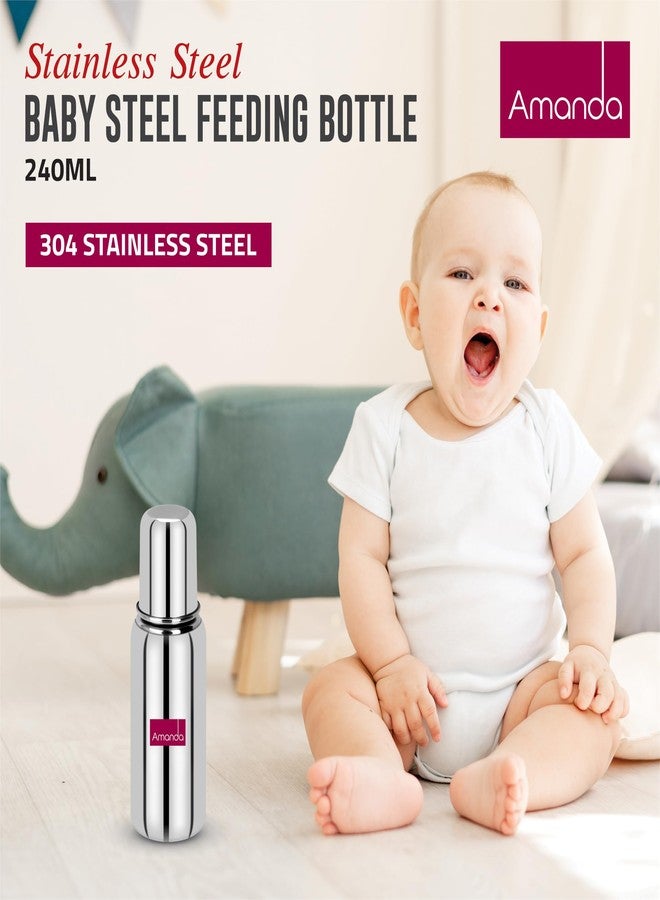 Amanda Baby Steel Feeding Bottle 240ml | Baby Milk Bottle with Advanced Anti Colic Valve, BPA Free, Soft Silicone Teat, Wide Neck for Babies/Infants/Newborns of 0-2 Years - Image 5