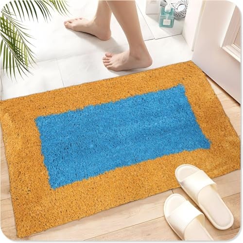 AAZEEM Absorbent Door Mat for Indoor Entrancex Non Slip Mat for Front Door Entryway,Soft Cotton Home. Hotel Balcony Floor Carpet,Floor Mats for Home,KitchenFloor Door Mat (55x35cm) Orange,Rectangular - Image 1