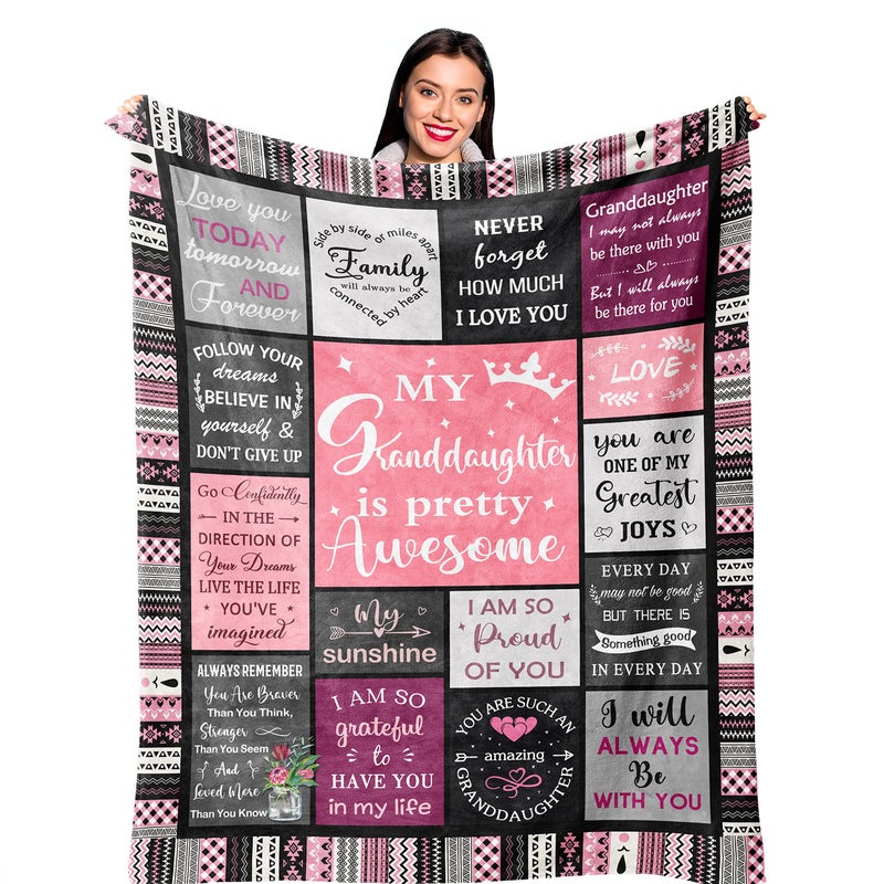 Ruvinzo Granddaughter Gifts from Grandma Gift for Granddaughters Granddaughter Present GrandDaughter Birthday Gifts Ideas GrandDaughter Blanket 60 x 50