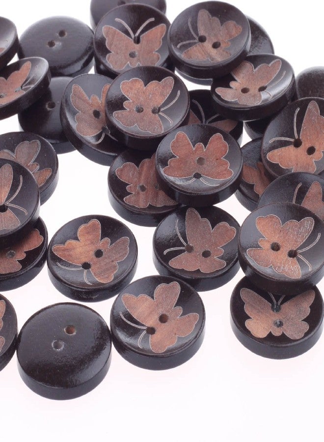 COTOWIN Pack of 20 1-Inch (25mm) Butterfly Wood Buttons Sewing Craft DIY Accessory - Image 2