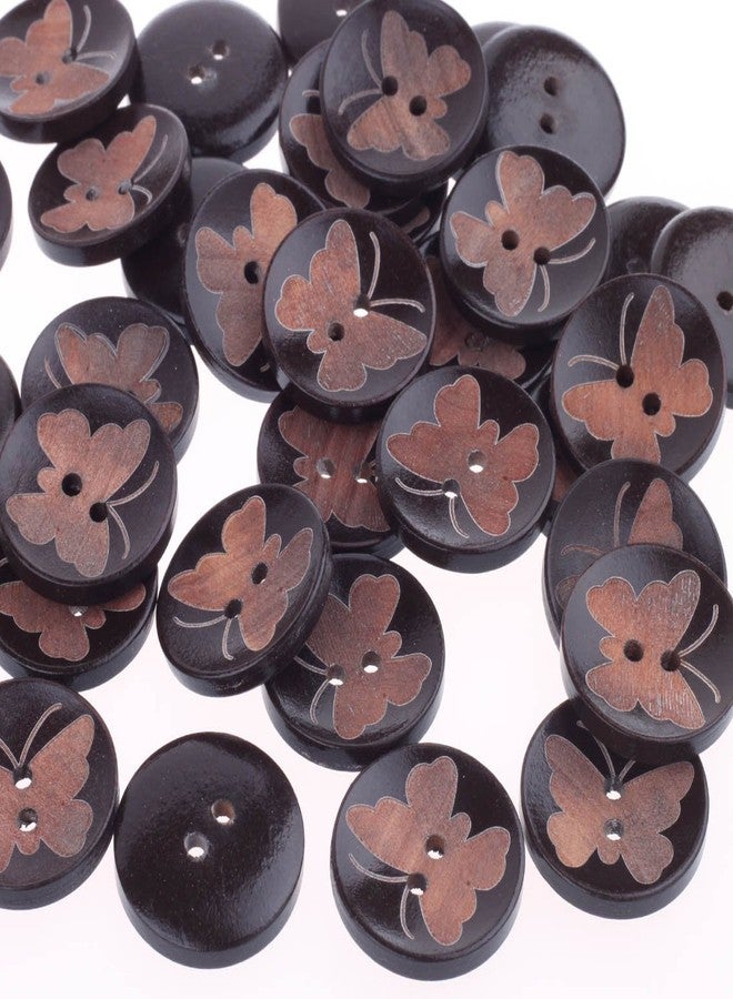 COTOWIN Pack of 20 1-Inch (25mm) Butterfly Wood Buttons Sewing Craft DIY Accessory - Image 1