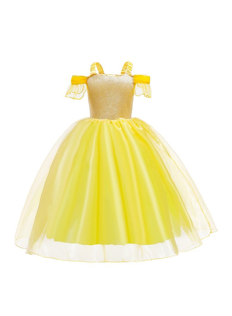 7-Piece Belle Princess Girls Dressing Costume Set With Accessories  - Image 4