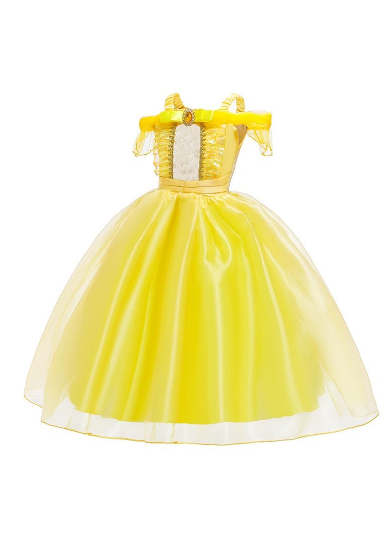 7-Piece Belle Princess Girls Dressing Costume Set With Accessories  - Image 3