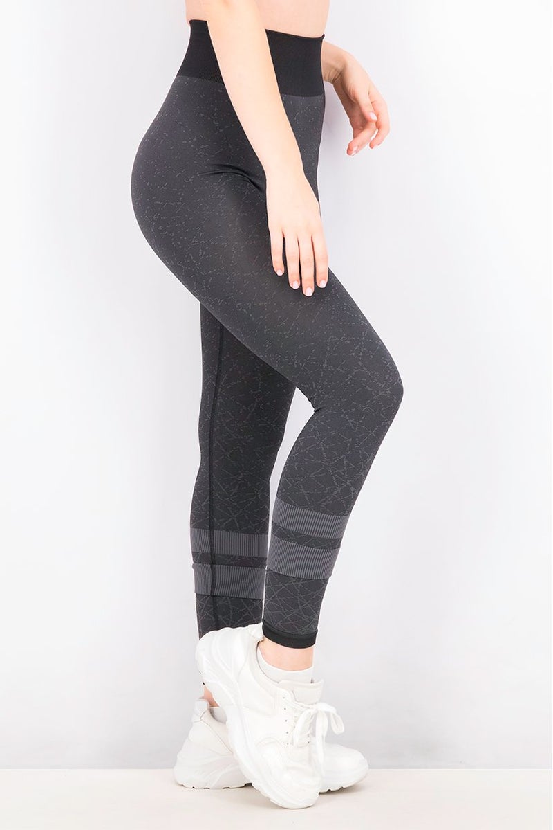 Adidas Women Sportwear Fit Textured Pull On Leggings, Black and Grey - Image 4