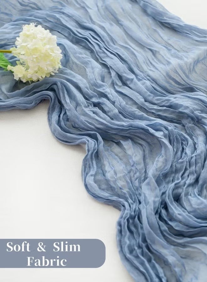 مفرش طاولة بوهيمي من القماش القطني مقاس 90×400 سم، بطول 13 قدمًا، ديكور ريفي أزرق لحفلات الزفاف وحفلات استقبال المولود الجديد وحفلات العطلات (أزرق) - Image 5