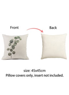 GUSGU Plant Throw Pillow Covers 45x45cm Greenery Decorative Pillow Cushion Cases Linen Pillowcases Covers for Sofa Couch Car Bedroom Living Room Home Decor Set of 4 Style A  - Image 2