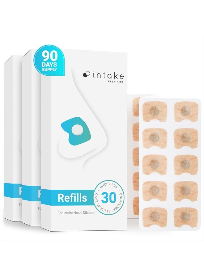 intake Intake Breathing Refill Tabs Pack - Boost Oxygen Intake, Improve Sleep Quality Solution- Sweat Resistant, Skin Safe Nasal Strips - Extra Strength Snore Stopper - (90 Count (Pack of 3)  - Image 1