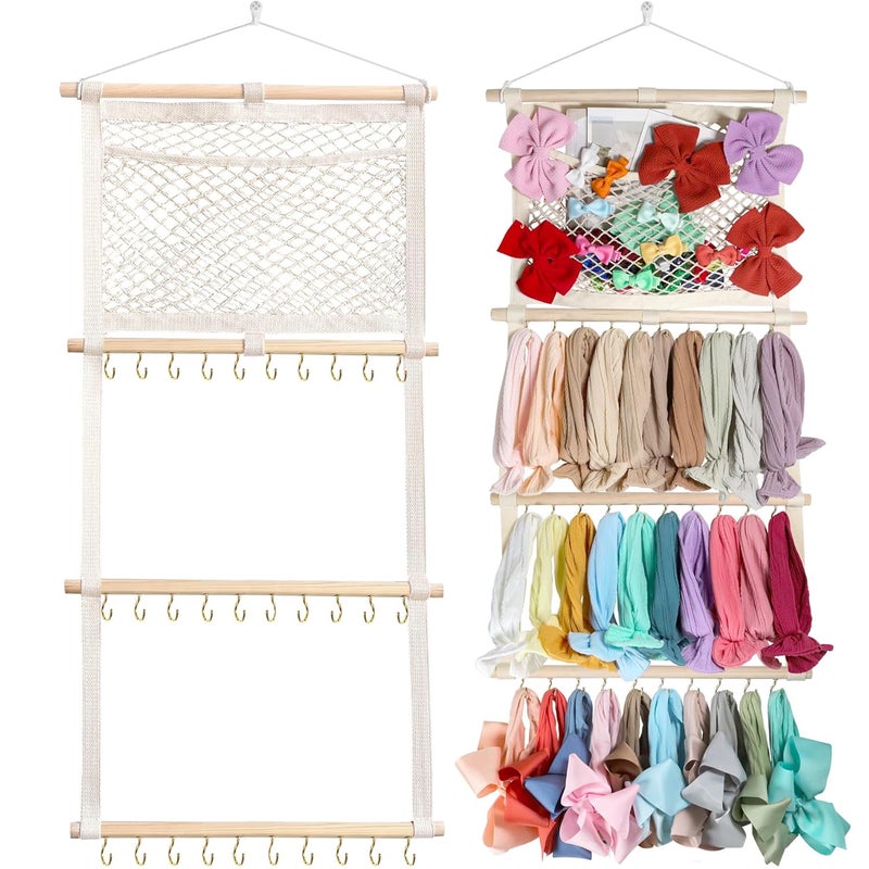ALinmo Headband Holder Hair Bows Organizer for Baby Girls Large Capacity Bow Holder Hair Accessories Wall Hanging Organizer for Toddler Baby Girl Nursery Room Decor - Image 1