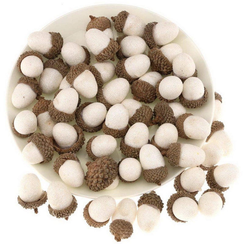 Gresorth 50pcs High Grade Artificial White Acorn Decoration Fake Acorns for Home Wedding Decor Vase Filler DIY Table - Image 1