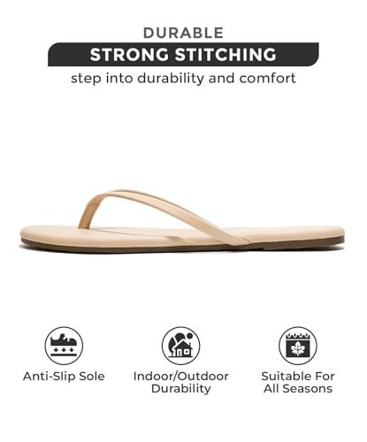 Project Cloud Flip Flops for Women - Memory Foam Flats Summer Sandals for Women 2025 - Vegan Leather Lightweight Womens Sandals Summer Beach Essentials Slides (Foundations, Beige, 7) - Image 3