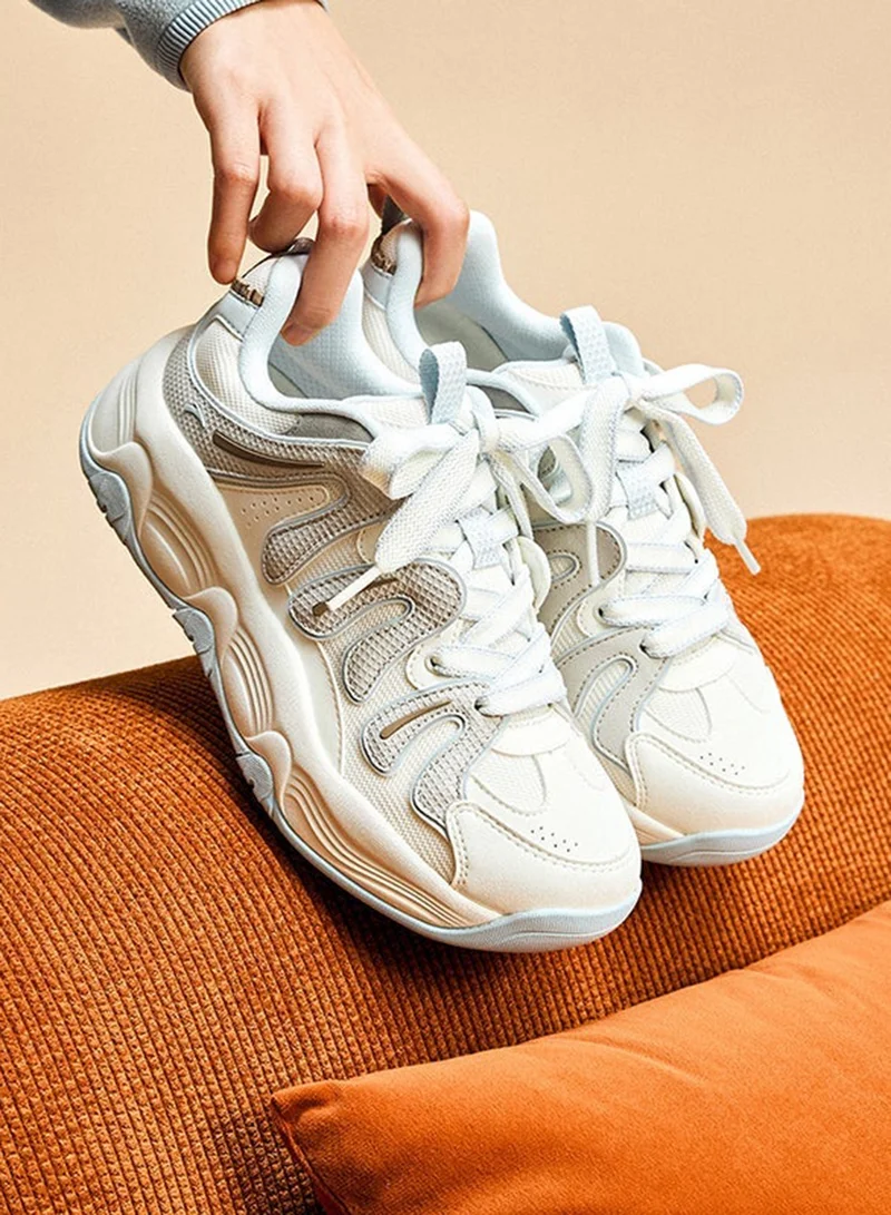ANTA Beige/Grey/Blue Milkshake - Chunky Lifestyle Shoes for Women | Best Price UAE