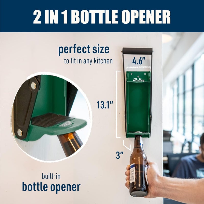 McKay 16 oz. Metal Can Crusher, Heavy-Duty Wall-Mounted Smasher for Aluminum Seltzer, Soda, Beer Cans and Bottles for Recycling - Hunter Green Multi option design - Image 3