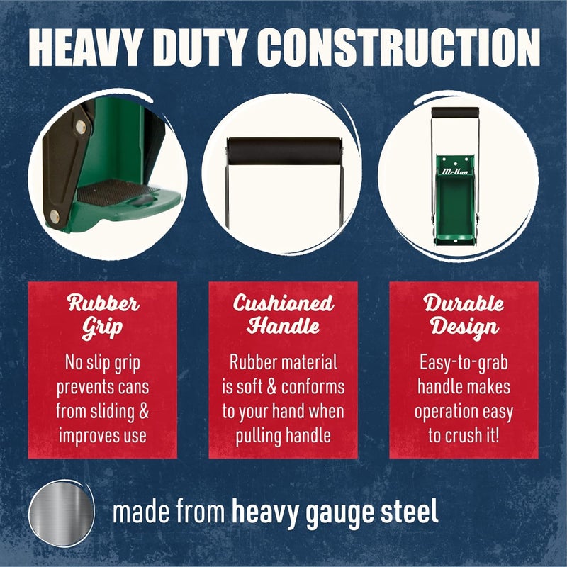 McKay 16 oz. Metal Can Crusher, Heavy-Duty Wall-Mounted Smasher for Aluminum Seltzer, Soda, Beer Cans and Bottles for Recycling - Hunter Green Multi option design - Image 2