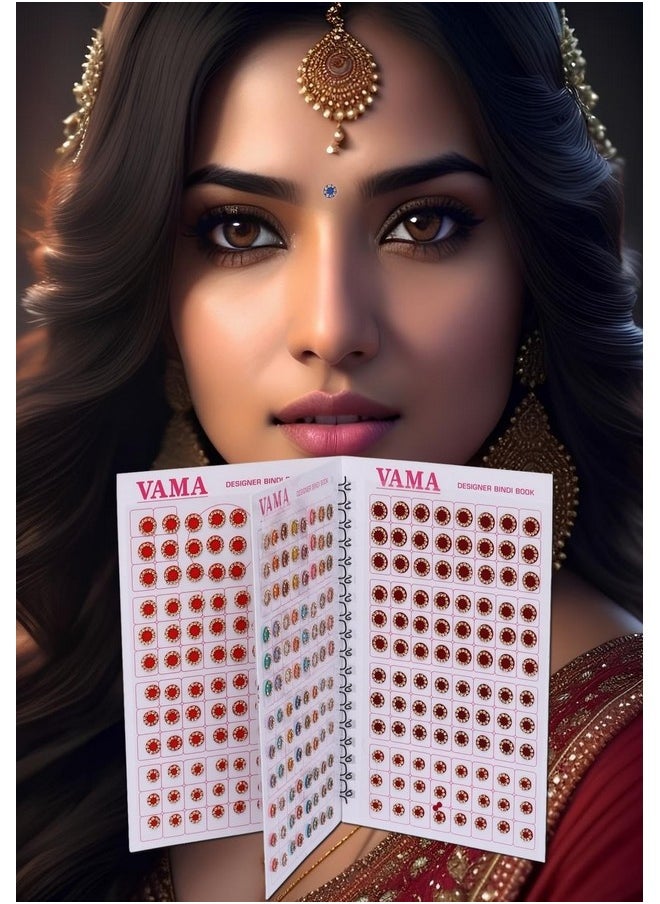 VAMA Fashions Multicolor Round Pastel English Mint Colors Stone Border Booklet Forehead Sindoor Sticker Bindi Book For Women  - Image 4