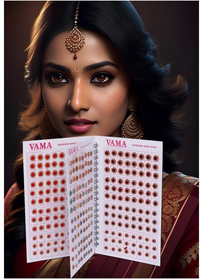 VAMA Fashions Multicolor Round Pastel English Mint Colors Stone Border Booklet Forehead Sindoor Sticker Bindi Book For Women  - Image 3