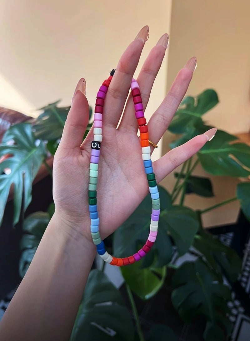 Casetify Rainbow Gradient Square Bead Phone Charm Strap, Multicolor Tiny Flat Beaded Wrist Lanyard, Bright Cute Minimalist Colorful Phone Accessory for Women & Girls - Image 4