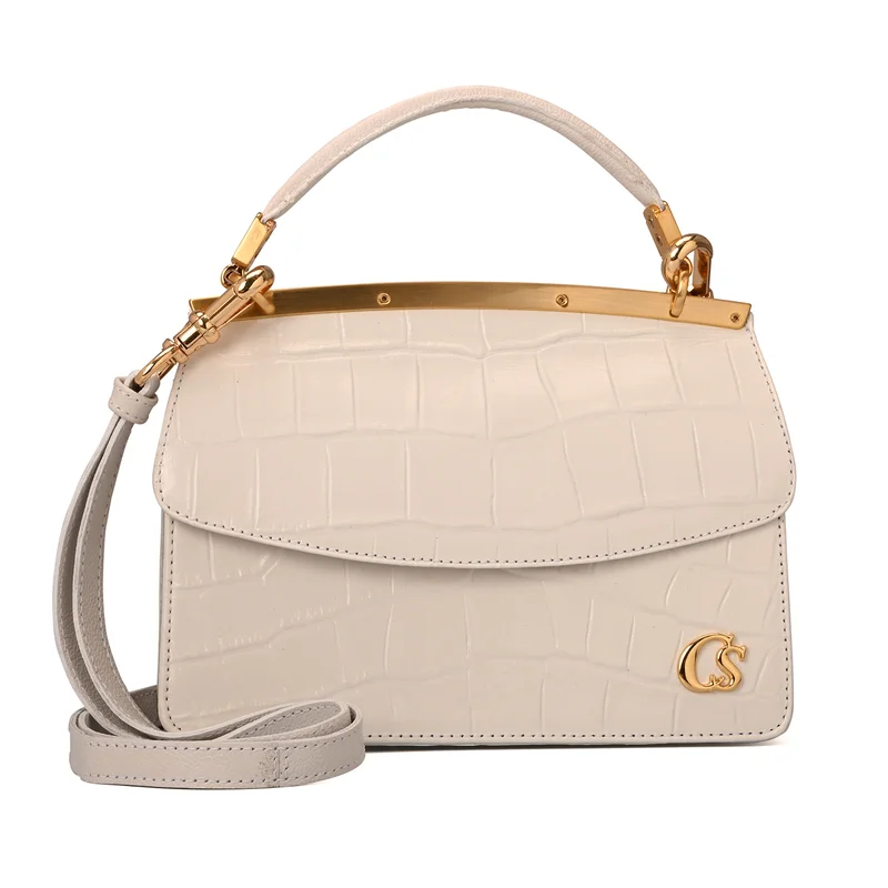 كارمن ستيفنز حقيبة جلدية قابلة للعكس باللون الأبيض بيانكو