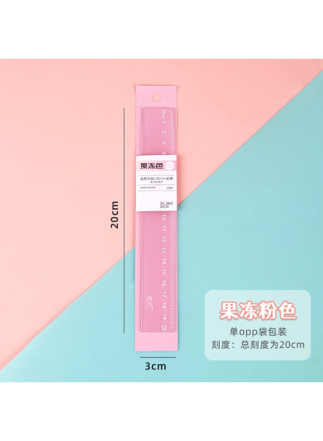 HELPS Creative Jelly Color Student Ruler Transparent 20cm Scale Thickened Acrylic Plastic Ruler Measuring Tools - Image 1