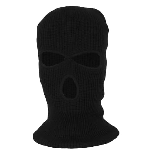DAONPHARI 2/3-Hole Knitted Full Face Cover Ski Mask Beanie Hat Winter Balaclava Ribbed with Full Face Coverage for Warmth Protection, Ideal for Outdoor Sports, Suitable for Men and Women (Black) - Image 1