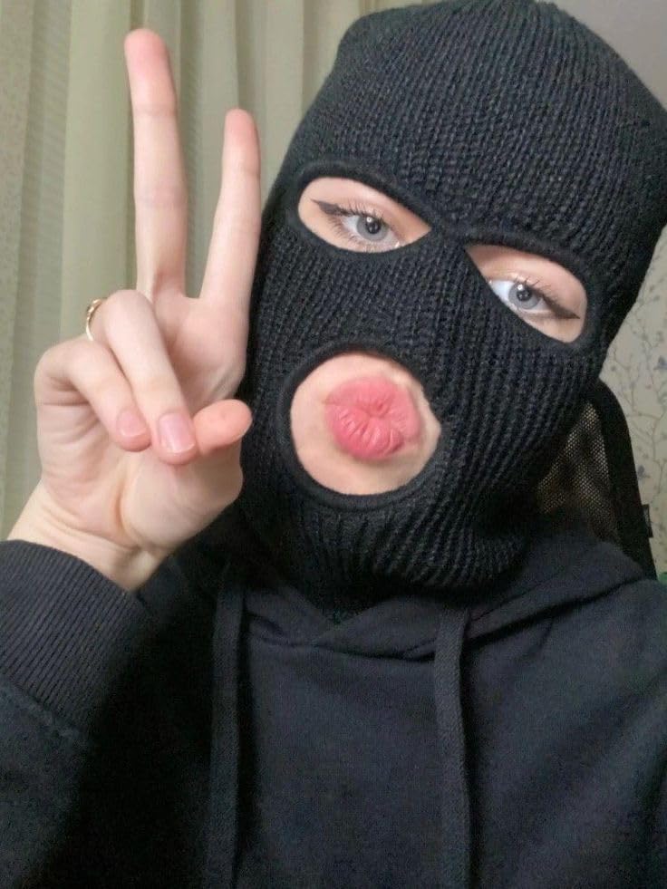 DAONPHARI 2/3-Hole Knitted Full Face Cover Ski Mask Beanie Hat Winter Balaclava Ribbed with Full Face Coverage for Warmth Protection, Ideal for Outdoor Sports, Suitable for Men and Women (Black) - Image 2