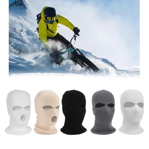 DAONPHARI 2/3-Hole Knitted Full Face Cover Ski Mask Beanie Hat Winter Balaclava Ribbed with Full Face Coverage for Warmth Protection, Ideal for Outdoor Sports, Suitable for Men and Women (Black) - Image 4