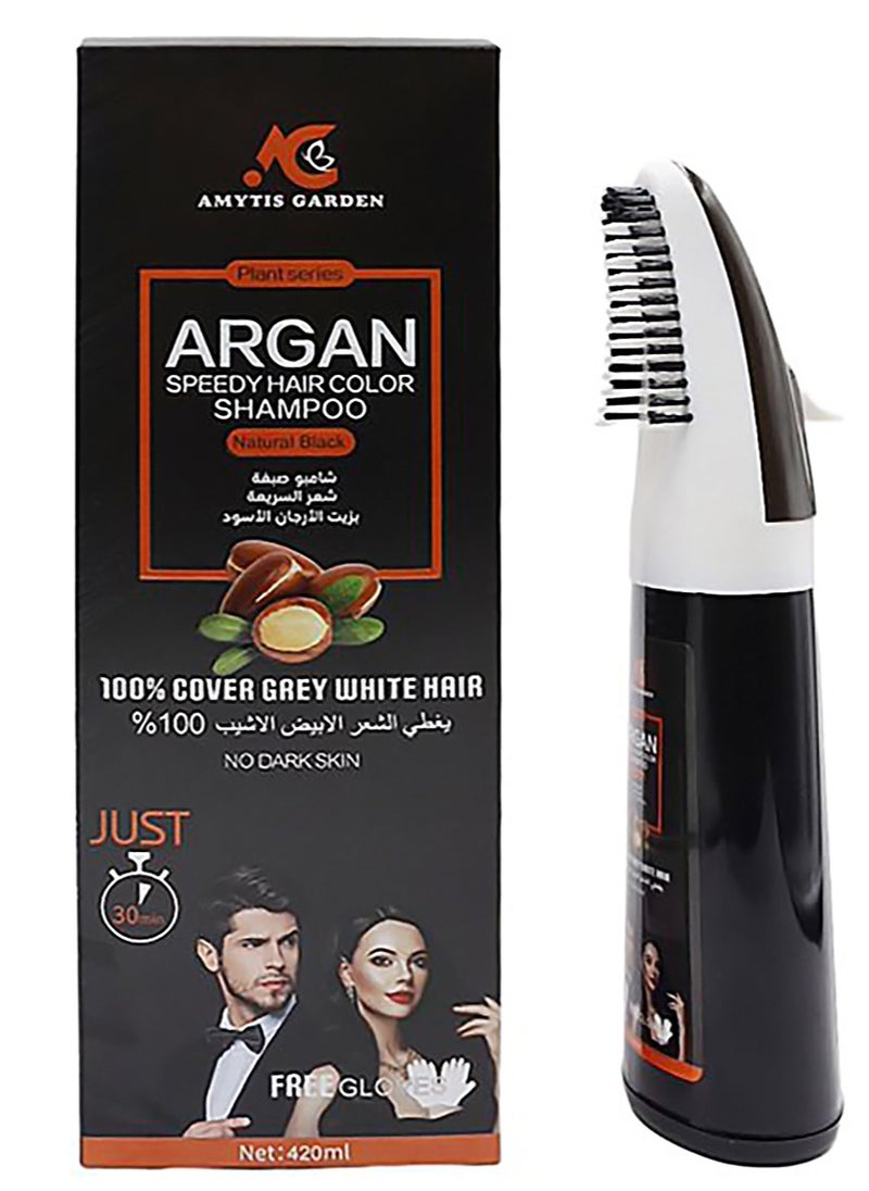 AMYTIS GARDEN - Argan Speedy Hair Color Shampoo,Natural  Black, 420ml - Image 1