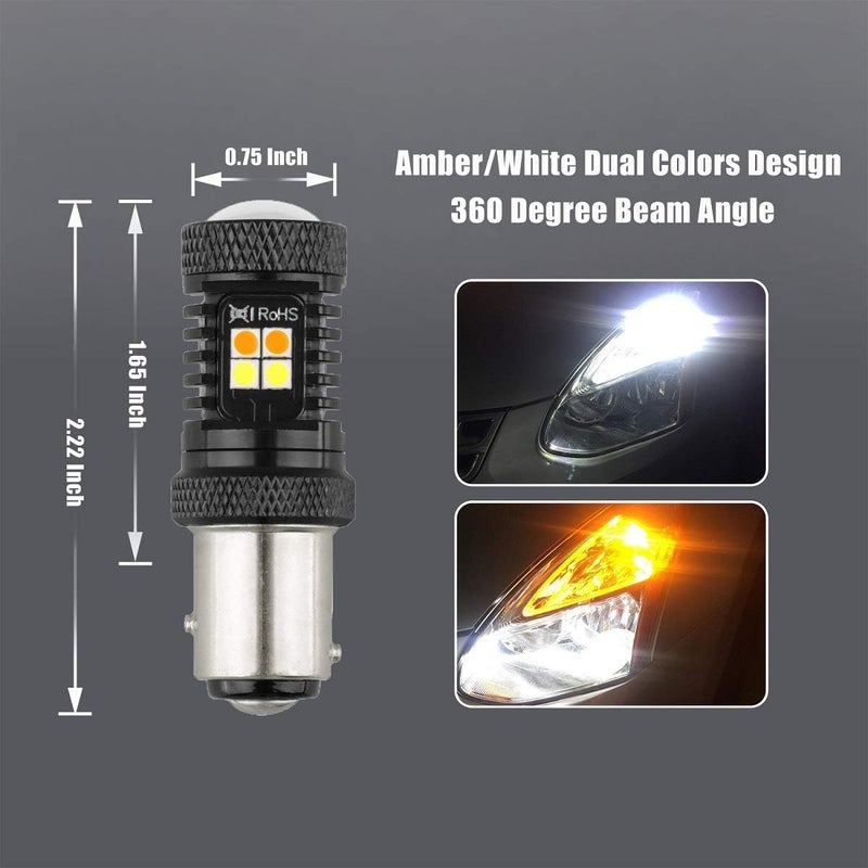 AUTOGINE مصابيح LED Switchback AUTOGINE 1157 - أبيض/كهرماني (عبوة من 2) - Image 5