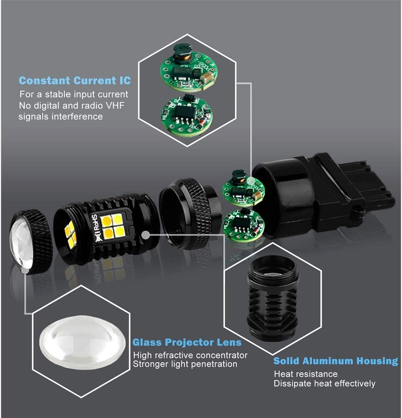 AUTOGINE مصابيح LED Switchback AUTOGINE 1157 - أبيض/كهرماني (عبوة من 2) - Image 4