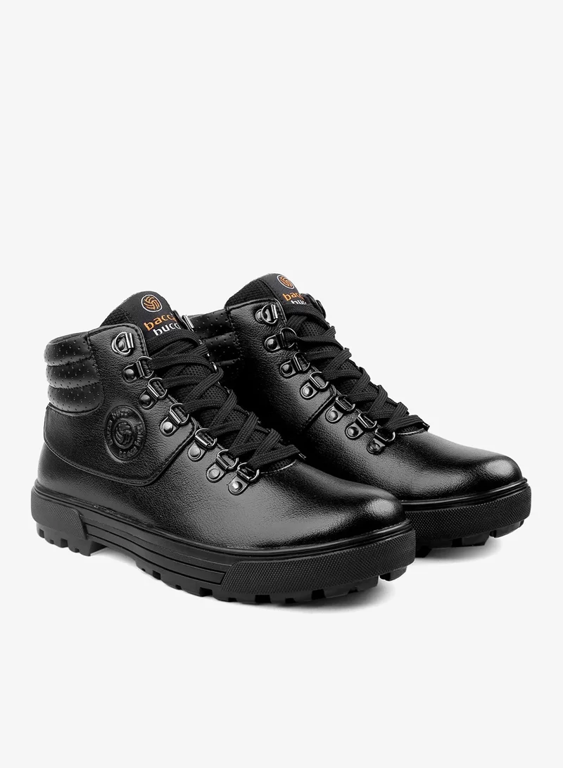 Bacca Bucci Black Trooper Combat Derby Boots for Men | Best Price UAE