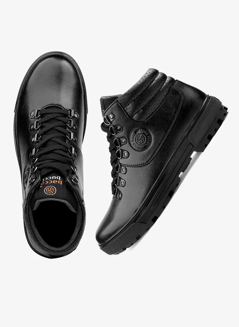 Bacca Bucci Black Trooper Combat Derby Boots for Men | Best Price UAE