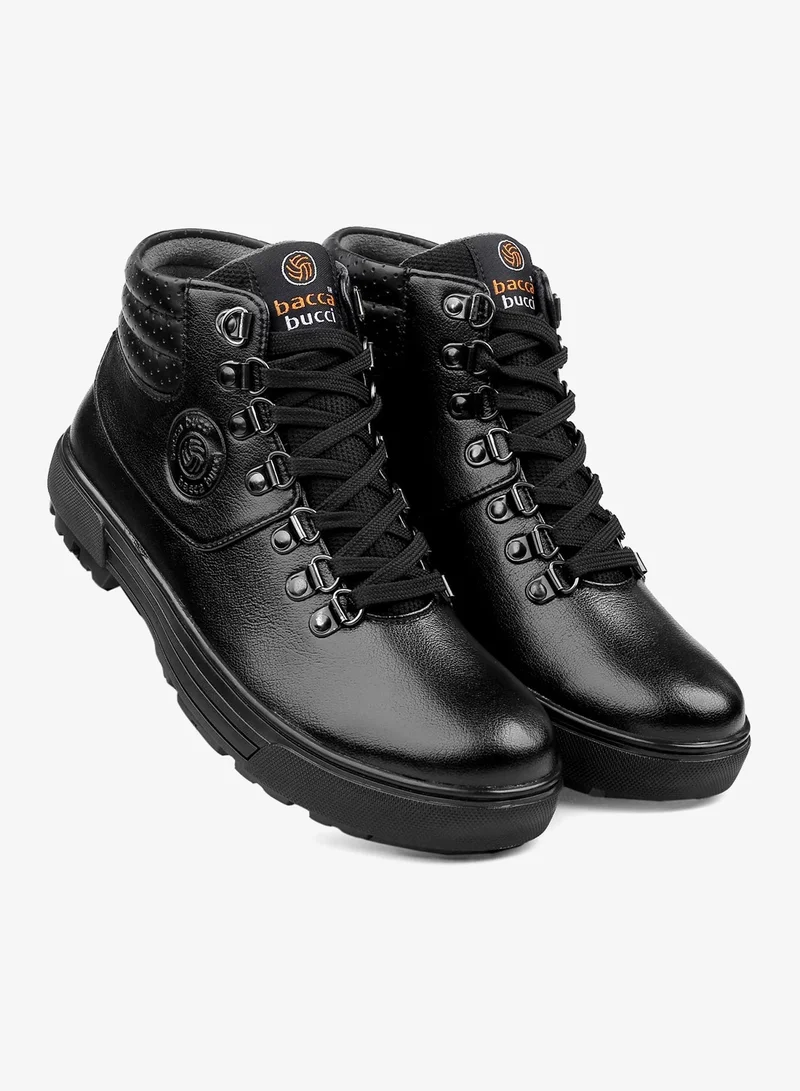 Bacca Bucci Black Trooper Combat Derby Boots for Men | Best Price UAE