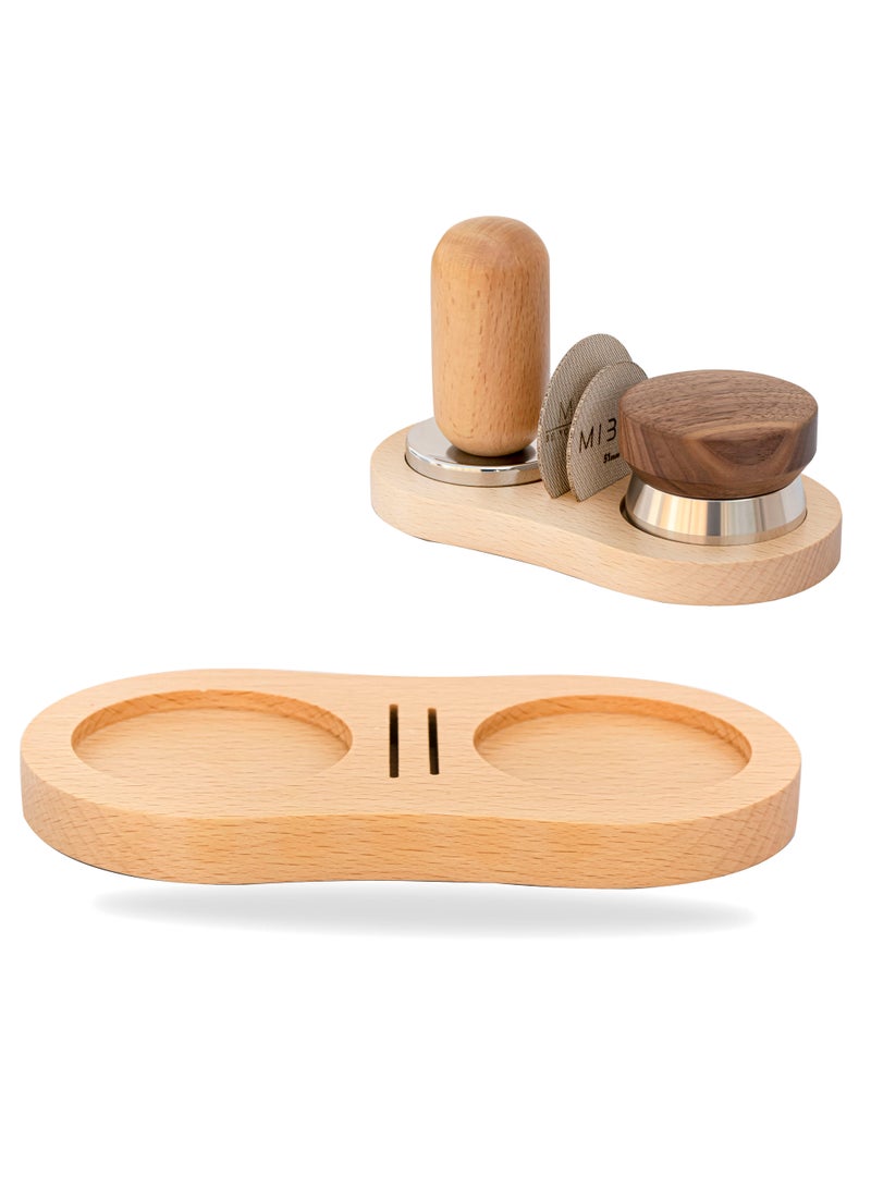 MIBRU Coffee Espresso Tools Wood Accessory Base Suitable For  Machines and With Two Shower Screen Holes  - Image 1