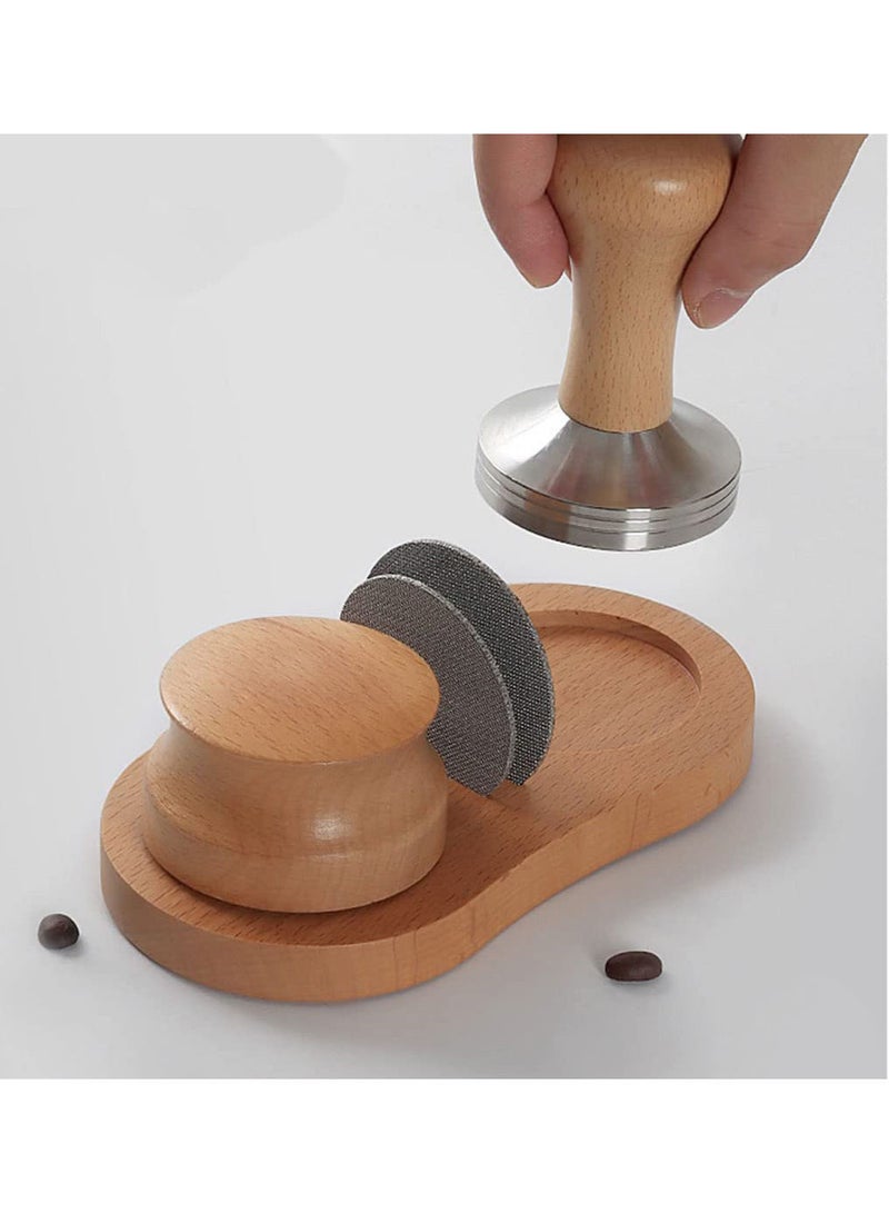 MIBRU Coffee Espresso Tools Wood Accessory Base Suitable For  Machines and With Two Shower Screen Holes  - Image 3