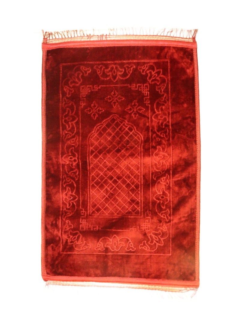 Yuwell Embossed Prayer Mat Anti-Slip Velvet Top Islamic Prayer Mat Sajadah Prayer Rug Salah Mat For Men And Women Eid Gift And Ramadan Gift 70X110CM Red  - Image 1