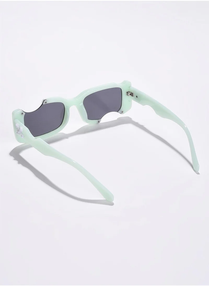 Haute Sauce Black Lens Green Rectangle Sunglasses