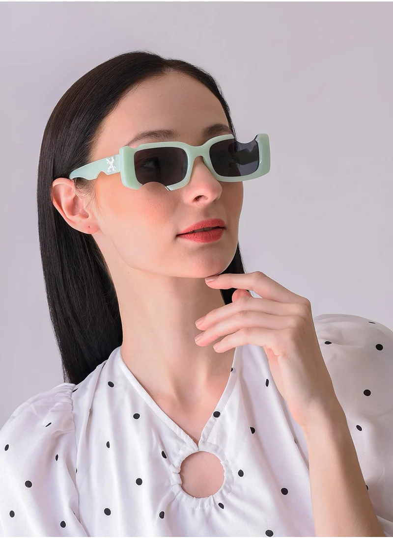Haute Sauce Black Lens Green Rectangle Sunglasses