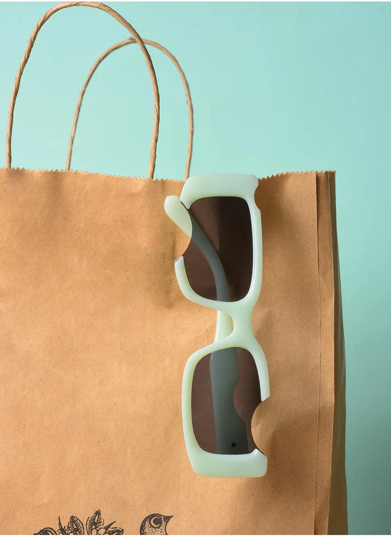 Haute Sauce Black Lens Green Rectangle Sunglasses