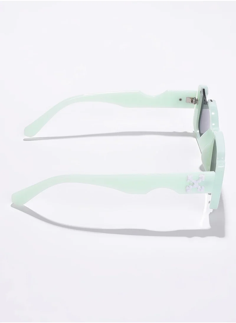 Haute Sauce Black Lens Green Rectangle Sunglasses